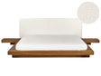 Japan Style Water Bed Natural Ash Wood Boucle Headboard EU Super King Size 6ft Wooden Frame Low Profile with Mattress Bedroom Beliani