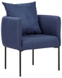 Armchair with Cushion Dark Blue Faux Linen Black Iron Legs Retro Style Beliani