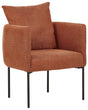Armchair with Cushion Golden Brown Faux Linen Black Iron Legs Retro Style Beliani