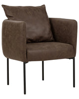 Armchair with Cushion Dark Brown Faux Leather Black Iron Legs Retro Style Beliani