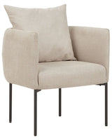 Armchair with Cushion Light Beige Faux Linen Black Iron Legs Retro Style Beliani