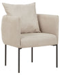 Armchair with Cushion Light Beige Faux Linen Black Iron Legs Retro Style Beliani