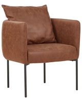 Armchair with Cushion Brown Faux Leather Black Iron Legs Retro Style Beliani