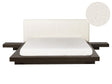 Japan Style Waterbed Dark Ash Wood Boucle Headboard EU King Size 5ft3 Wooden Low Profile Bed Bedroom Beliani