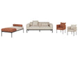 Living Room Set Light Beige and Golden Brown Faux Linen Sofa Chaise Lounge 2 Armchairs Black Legs Stylish Beliani