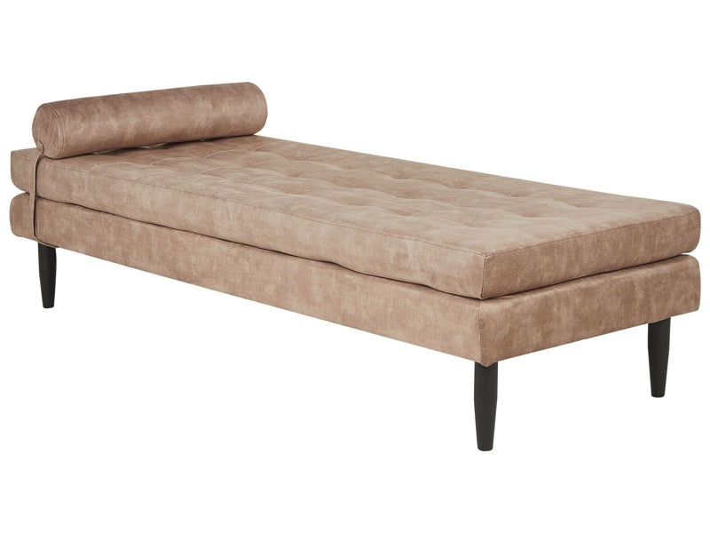 Chaise Longue Taupe Velvet Living Room Furniture Modern Style Beliani