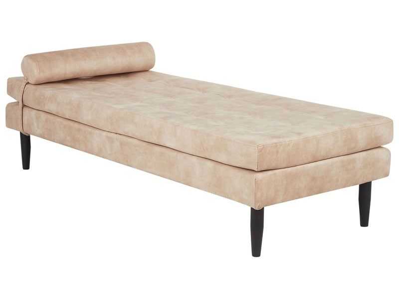 Chaise Longue Beige Velvet Living Room Furniture Modern Style Beliani