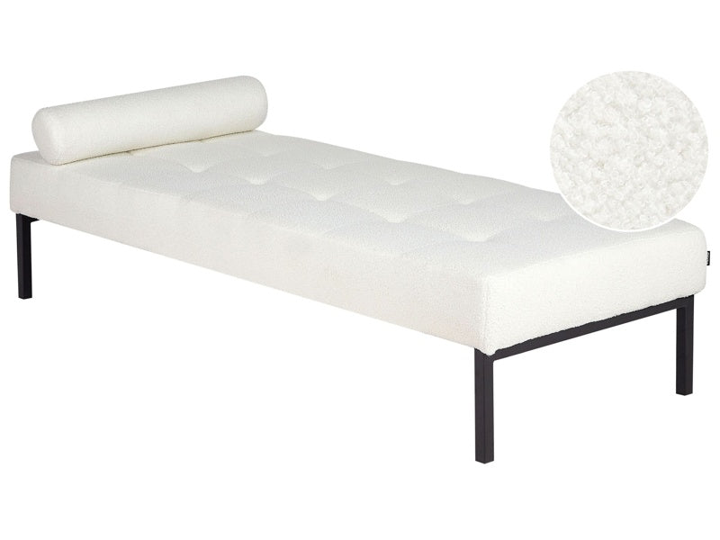 Chaise Longue White Boucle Living Room Bedroom Metal Legs Modern Style Beliani