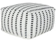 Garden Pouf White and Black Synthetic Material Square 50 x 50 x 30 cm Outdoor Ottoman Handwoven Boho Style Beliani