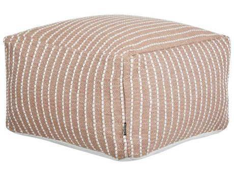 Garden Pouf Brown Synthetic Material Square 50 x 50 x 30 cm Outdoor Ottoman Handwoven Boho Style Beliani