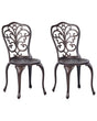 Set of 2 Garden Chairs Brown Aluminium Armless Bistro Dining Vintage Style Pattern Metal Beliani