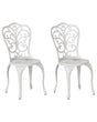 Set of 2 Garden Chairs White Aluminium Armless Bistro Dining Vintage Style Pattern Metal Beliani