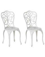 Set of 2 Garden Chairs Off-White Aluminium Armless Bistro Dining Vintage Style Pattern Metal Beliani
