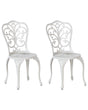 Set of 2 Garden Chairs Off-White Aluminium Armless Bistro Dining Vintage Style Pattern Metal Beliani