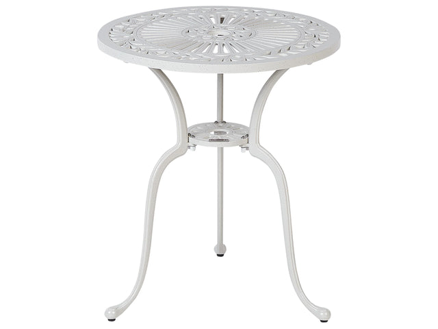 Garden Dining Table Off-White Aluminium Round  61 cm Outdoor Vintage Beliani
