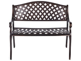 Outdoor Garden Bench Brown Metal 2 Seater Armrests Vintage Style Beliani