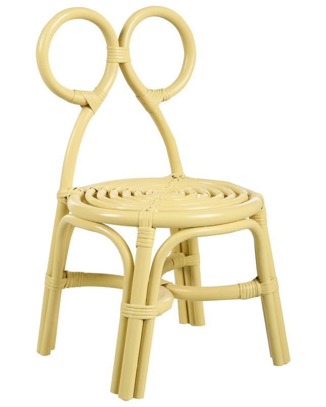 Kids Chair Natural Rattan Yellow Patio Outdoor Indoor Boho Handmade Beliani