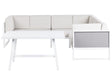 Conversation Set White Aluminium Frame Off-White Cushions Modular L-Shaped Outdoor Beliani