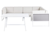 Conversation Set White Aluminium Frame Off-White Cushions Modular L-Shaped Outdoor Beliani