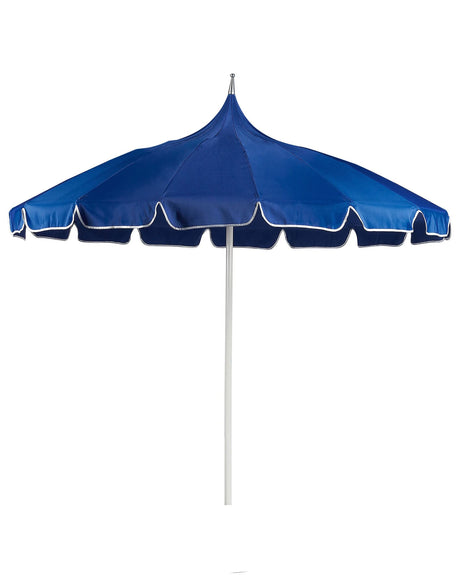 Garden Market Parasol Blue Polyester Fabric White Aluminium Pole   2.45 m Stylish Modern Beliani