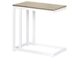 Garden Side Table Light Plastic Wood Top White Aluminium Frame Beliani