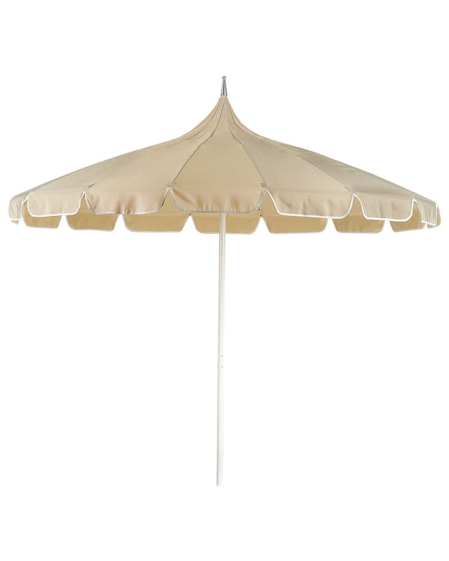 Garden Market Parasol Beige Polyester Fabric White Aluminium Pole  ⌀ 2.45 m Stylish Modern Beliani