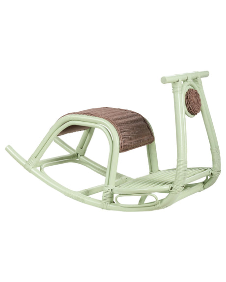 Kids Size Rocking Chair Light Green Rattan Boho Rustic Indoor for Patio Beliani