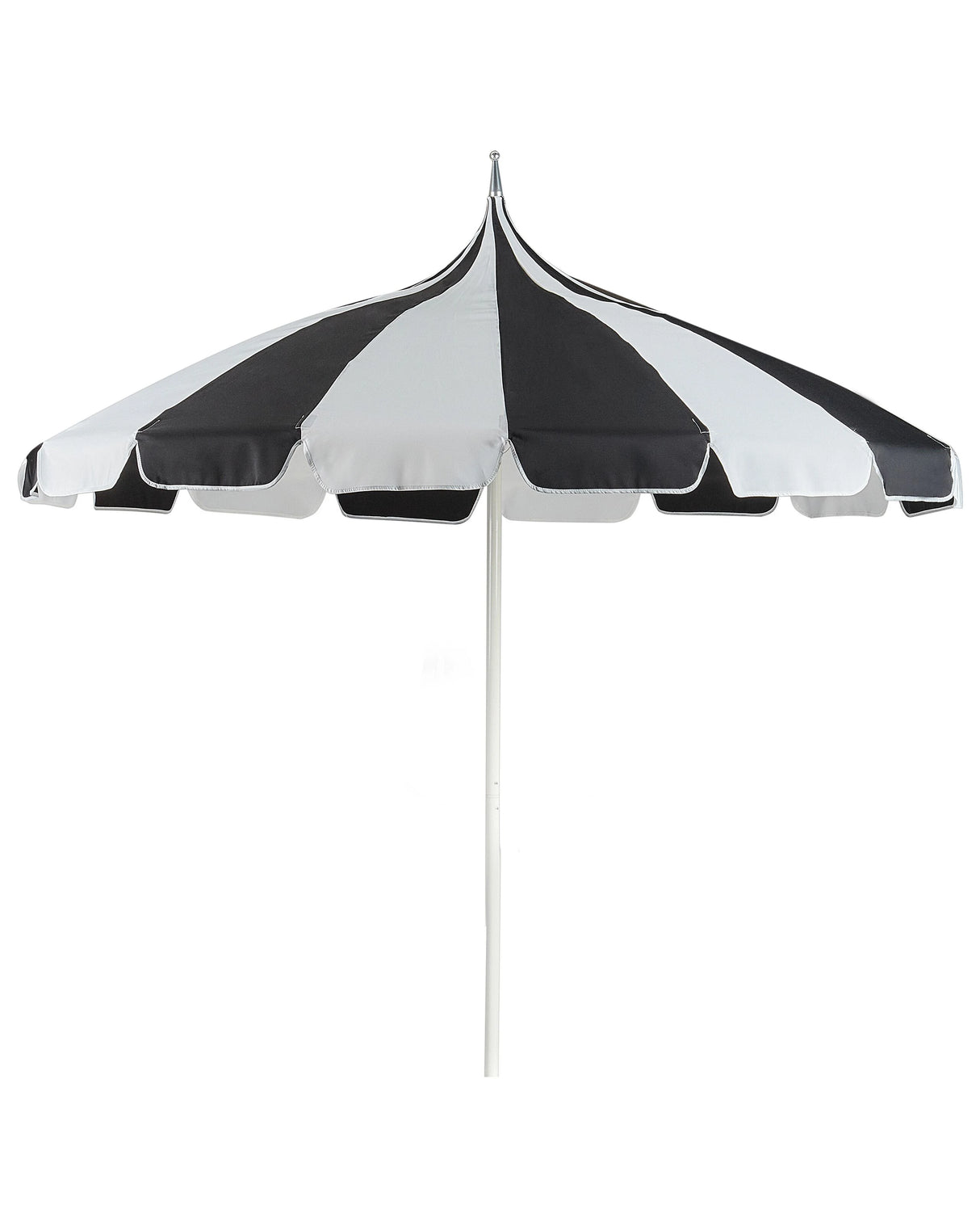 Garden Market Parasol Black and White Polyester Fabric White Aluminium Pole   2.45 m Stylish Modern Beliani