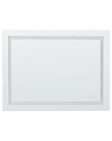 Illuminated LED Bathroom Mirror Rectangular 80 x 60 cm Glamour with Antifog Function Colourful Lights Beliani