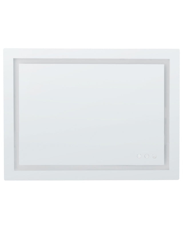 Illuminated LED Bathroom Mirror Rectangular 80 x 60 cm Glamour with Antifog Function Colourful Lights Beliani