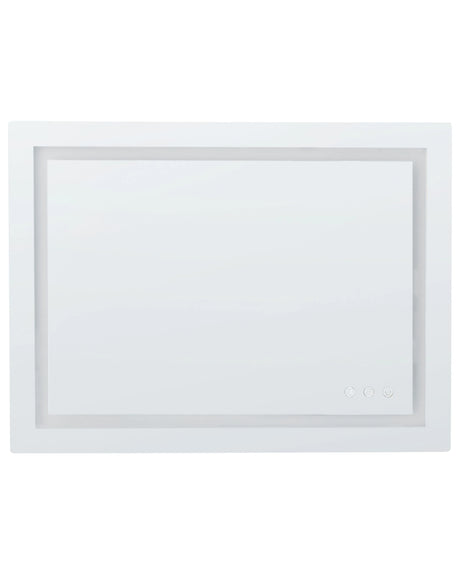 Illuminated LED Bathroom Mirror Rectangular 80 x 60 cm Glamour with Antifog Function Colourful Lights Beliani