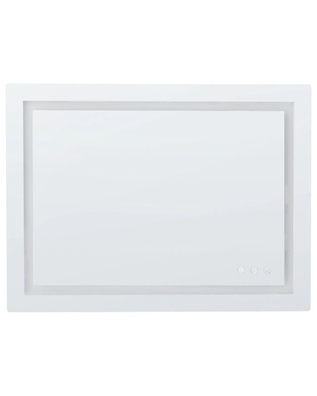 Illuminated LED Bathroom Mirror Rectangular 80 x 60 cm Glamour with Antifog Function Colourful Lights Beliani