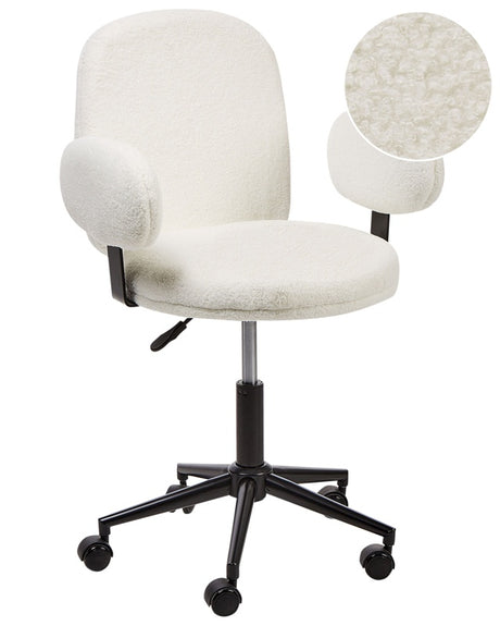 Office Desk Chair Off White Boucle Height Adjustable Base Modern Home Office Beliani