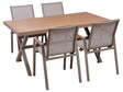 4 Seater Garden Dining Set Taupe Aluminium Frame Plastic Wood Tabletop 4 Chairs and Dining Table Beliani