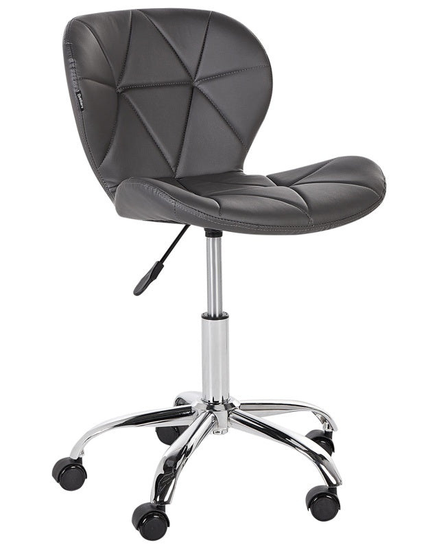 Desk Chair Office Graphite Grey Faux Leather Swivel Adjustable Height Modern Beliani