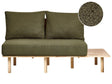 Sofa Dark Green Boucle Fabric Upholstery 2 Seater with Foldable Backrest Table Japandi Style Beliani