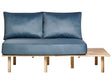 Sofa Dark Blue Polyester Fabric Upholstery 2 Seater with Foldable Backrest Table Japandi Style Beliani