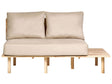 Sofa Beige Polyester Fabric Upholstery 2 Seater with Foldable Backrest Table Japandi Style Beliani