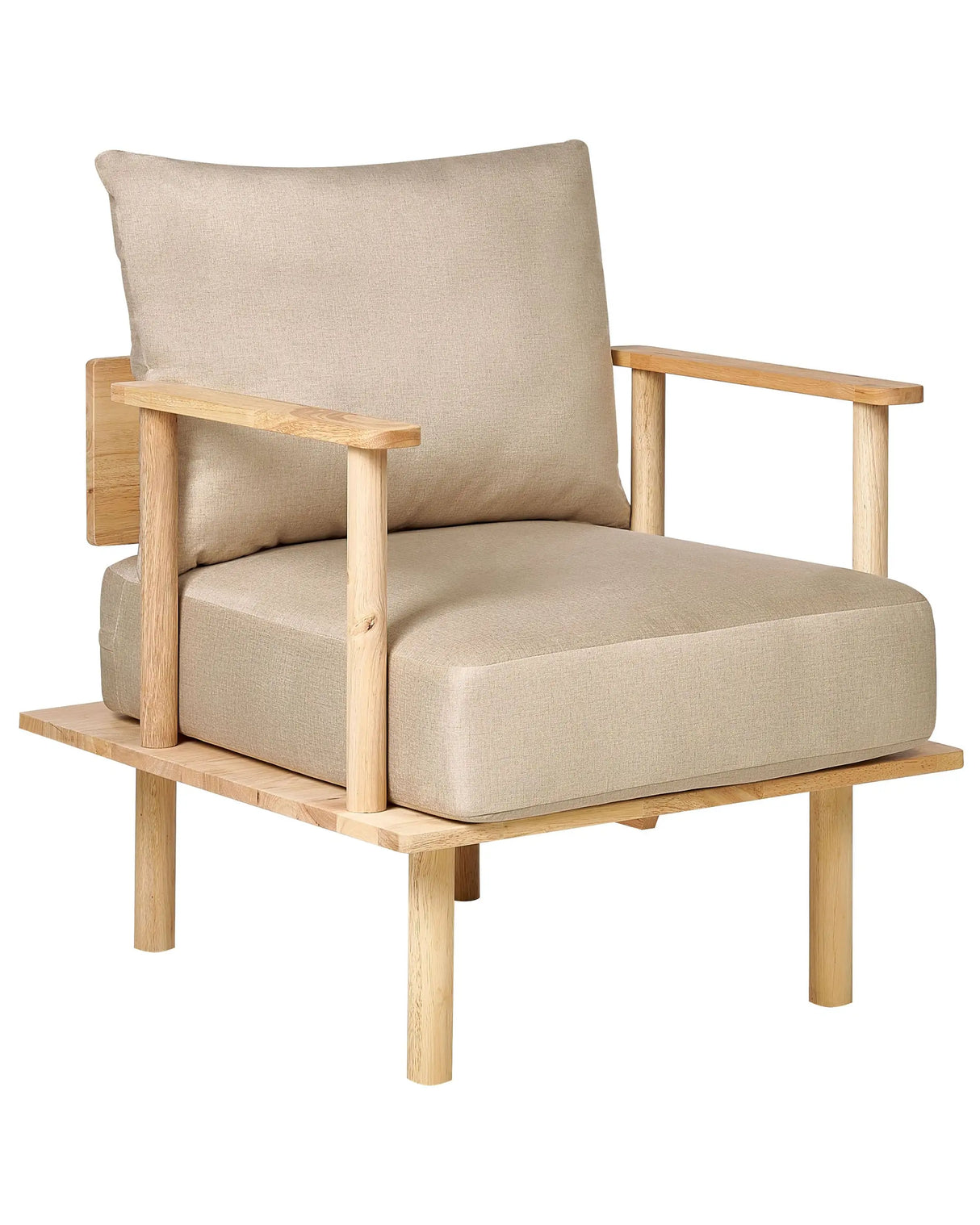 Armchair Beige Polyester Fabric Upholstery Japandi Minimalistic Style Beliani