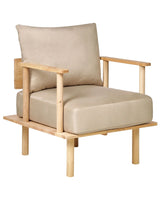 Armchair Beige Polyester Fabric Upholstery Japandi Minimalistic Style Beliani