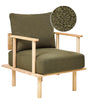 Armchair Dark Green Boucle Fabric Upholstery Japandi Minimalistic Style Beliani