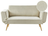 Fabric Sofa Bed Off-White Adjustable Armrests Living Room Guest Bed Modern Minimalistic Beliani
