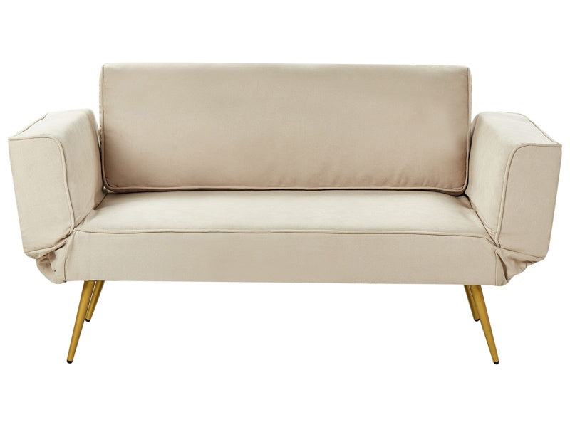 Fabric Sofa Bed Beige Adjustable Armrests Living Room Guest Bed Modern Beliani
