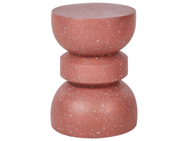 Accent Side Table Red with Terrazzo Effect MgO Fiberglass ø 37 cm Round Top Hourglass Shape UV Rust Water Wind Resistant Modern Living Room Beliani