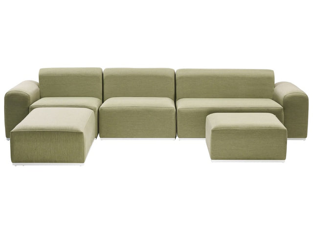 Outdoor Lounge Set Olive Green Olefin Upholstery Aluminium Frame 7 Seater Reversible Modular Beliani