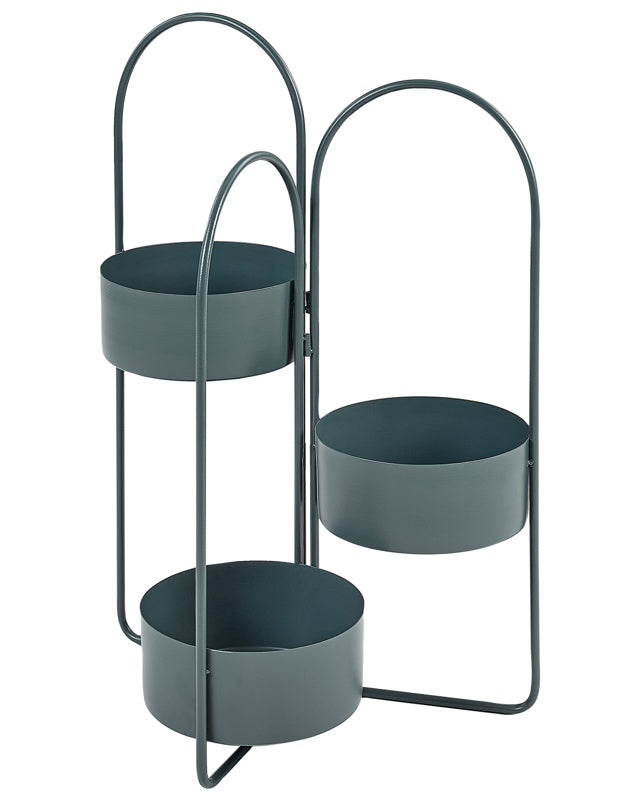 Plant Stand Dark Blue Iron 56 x 26 x 75 cm Indoor Metal Flower Pot Modern Industrial Standing Planter Beliani