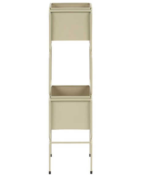 2-Tier Plant Stand Beige Iron 20 x 20 x 75 cm Indoor Metal Flower Pot Modern Industrial Standing Planter Beliani