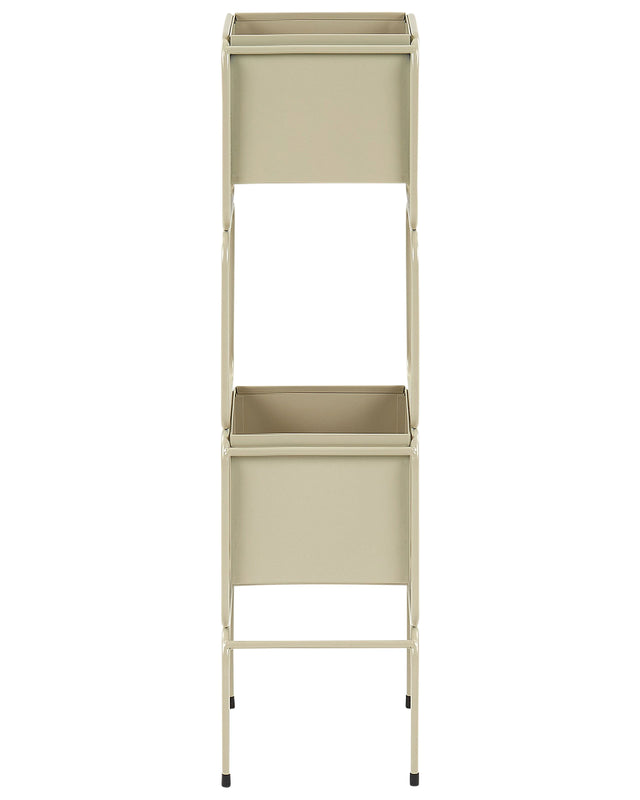 2-Tier Plant Stand Beige Iron 20 x 20 x 75 cm Indoor Metal Flower Pot Modern Industrial Standing Planter Beliani