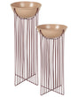 Set of 2 Plant Stands Pink Iron 55 / 45 cm Indoor Metal Flower Pot Modern Industrial Standing Planter Beliani