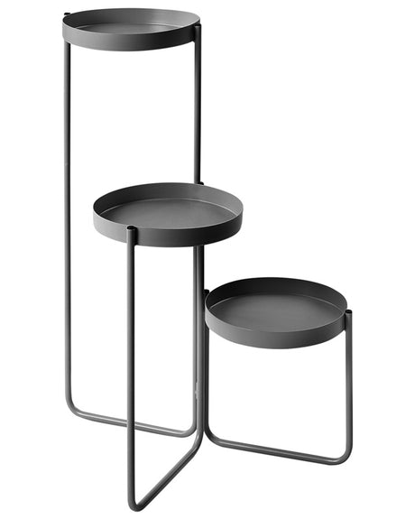 3-Tier Plant Stand Black Iron 21 x 42 x 60 cm Indoor Metal Flower Pot Modern Industrial Standing Planter Beliani